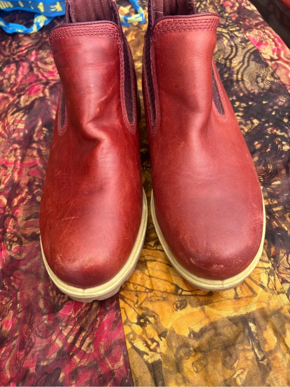 Timberland Men's Slip-On Leather Chelsea Boots - Red/rust size8.5